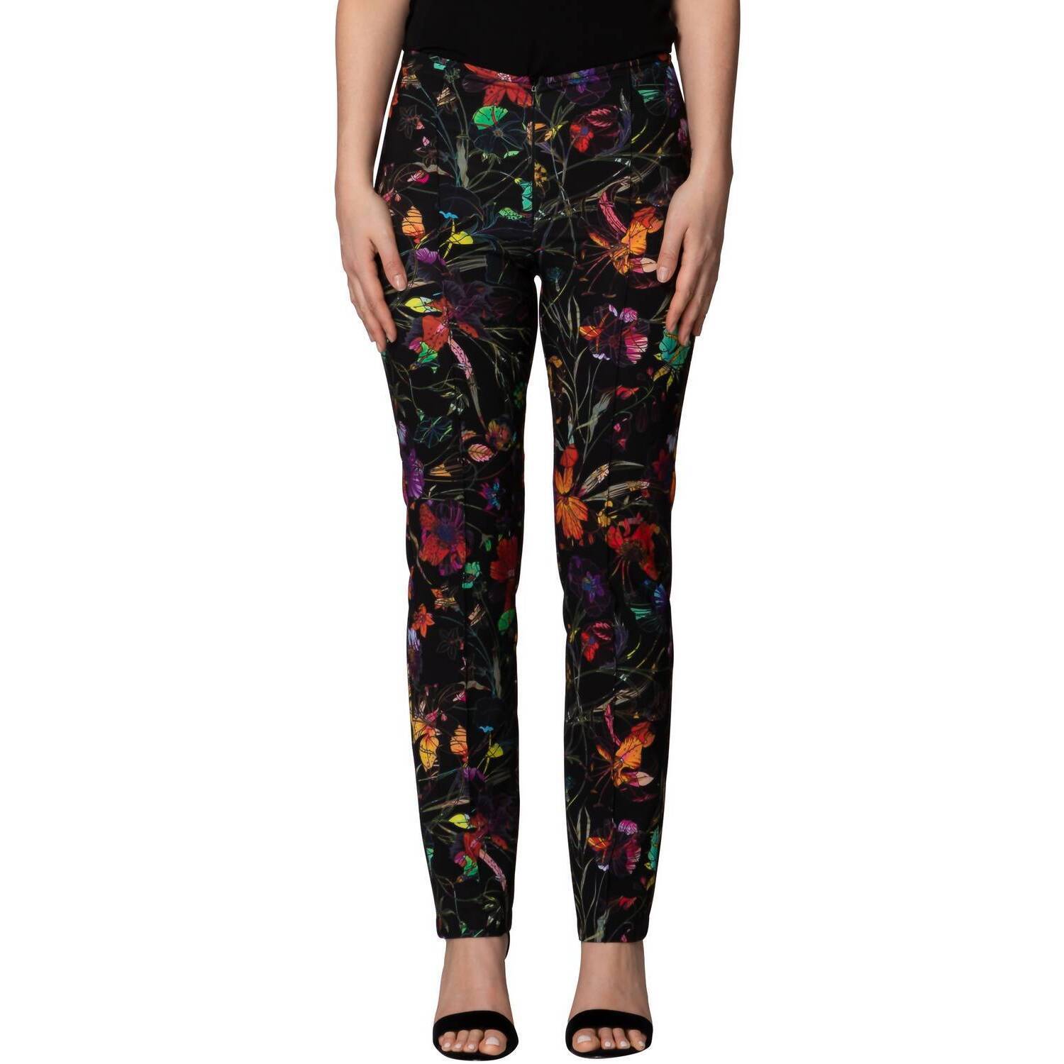 New Joseph Ribkoff Katherine Slim Fit Pant In Black/Multi